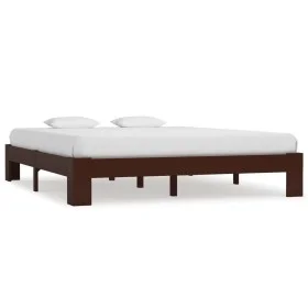 Dark brown solid pine wood bed frame 160x200 cm by vidaXL, Beds and slatted bases - Ref: Foro24-283302, Price: 165,20 €, Disc...