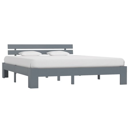 Estructura de cama de madera maciza de pino gris 160x200 cm de vidaXL, Camas y somieres - Ref: Foro24-283170, Precio: 121,02 ...