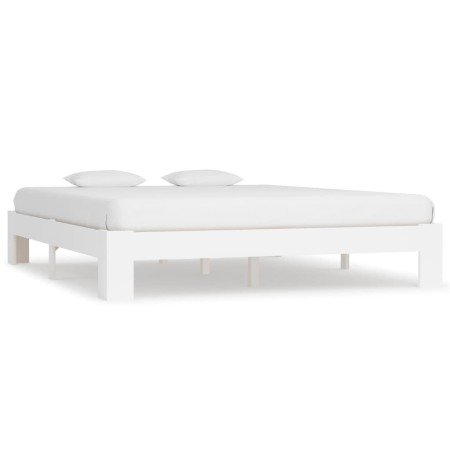 Estructura de cama de madera maciza de pino blanco 160x200 cm de vidaXL, Camas y somieres - Ref: Foro24-283296, Precio: 174,6...