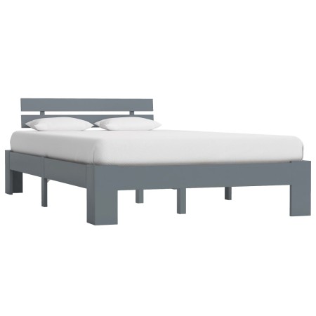 Estructura de cama de madera maciza de pino gris 140x200 cm de vidaXL, Camas y somieres - Ref: Foro24-283169, Precio: 111,34 ...