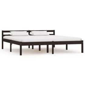 Estructura de cama madera maciza pino marrón oscuro 160x200 cm de vidaXL, Camas y somieres - Ref: Foro24-283206, Precio: 99,9...
