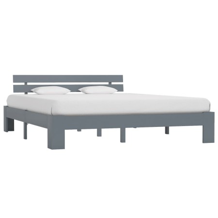 Estructura de cama de madera maciza de pino gris 180x200 cm de vidaXL, Camas y somieres - Ref: Foro24-283171, Precio: 127,01 ...