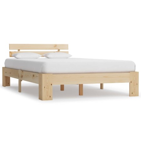 Estructura de cama de madera maciza de pino 140x200 cm de vidaXL, Camas y somieres - Ref: Foro24-283163, Precio: 121,56 €, De...