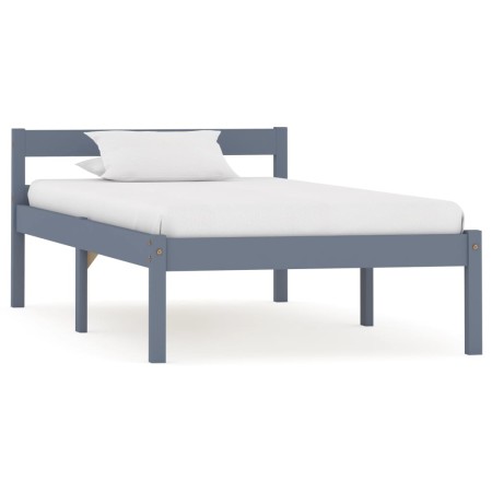 Estructura de cama de madera maciza de pino gris 90x200 cm de vidaXL, Camas y somieres - Ref: Foro24-283196, Precio: 96,42 €,...
