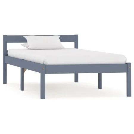 Estructura de cama de madera maciza de pino gris 90x200 cm de vidaXL, Camas y somieres - Ref: Foro24-283196, Precio: 94,94 €,...
