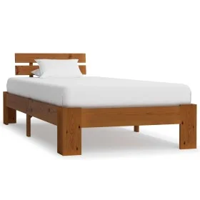 Solid pine wood bed frame honey brown 90x200 cm by vidaXL, Beds and slatted bases - Ref: Foro24-283178, Price: 103,62 €, Disc...