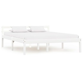 Estructura de cama de madera maciza de pino blanco 140x200 cm de vidaXL, Camas y somieres - Ref: Foro24-283187, Precio: 143,2...