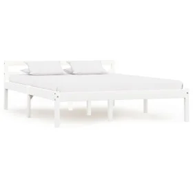 Estructura de cama de madera maciza de pino blanco 140x200 cm de vidaXL, Camas y somieres - Ref: Foro24-283187, Precio: 140,9...
