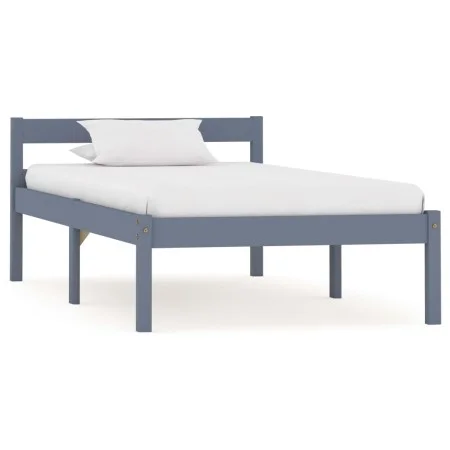 Bettgestell aus massivem, grauem Kiefernholz, 100 x 200 cm von vidaXL, Betten und Lattenroste - Ref: Foro24-283197, Preis: 66...