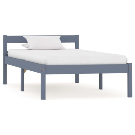 Estructura de cama de madera maciza de pino gris 100x200 cm de vidaXL, Camas y somieres - Ref: Foro24-283197, Precio: 66,99 €...