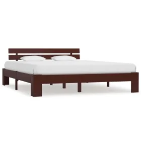 Dark brown solid pine wood bed frame 180x200 cm by vidaXL, Beds and slatted bases - Ref: Foro24-283177, Price: 132,59 €, Disc...