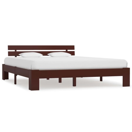 Estructura de cama madera maciza pino marrón oscuro 180x200 cm de vidaXL, Camas y somieres - Ref: Foro24-283177, Precio: 133,...