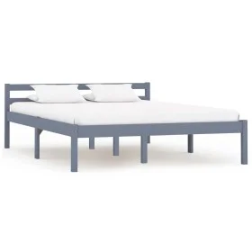 Solid gray pine wood bed frame 140x200 cm by vidaXL, Beds and slatted bases - Ref: Foro24-283199, Price: 121,17 €, Discount: %