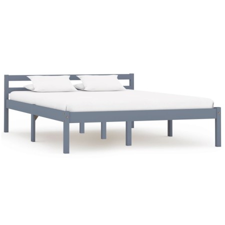 Estructura de cama de madera maciza de pino gris 120x200 cm de vidaXL, Camas y somieres - Ref: Foro24-283198, Precio: 134,08 ...