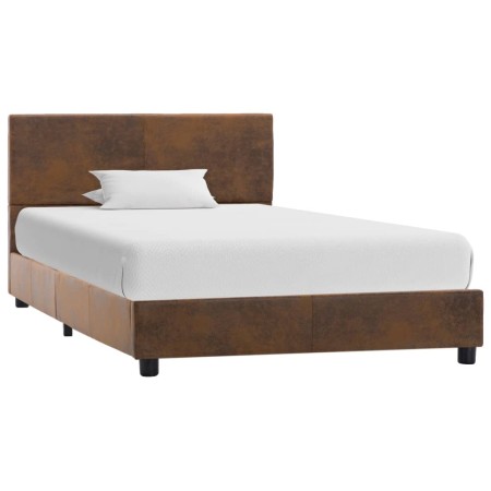 Estructura de cama de piel de ante artificial marrón 90x200 cm de vidaXL, Camas y somieres - Ref: Foro24-284780, Precio: 123,...