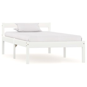 Estructura de cama de madera maciza de pino blanco 90x200 cm de vidaXL, Camas y somieres - Ref: Foro24-283184, Precio: 96,42 ...
