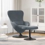 Silla Huevo con Puff Gris oscuro 63 x 73 x 90 cm Terciopelo en Sillones | Comprar online en Foru.es