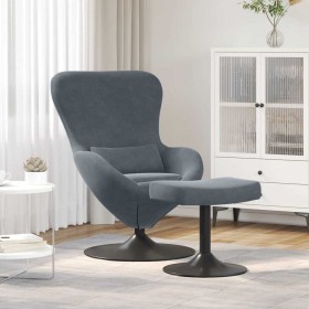 Silla Huevo con Puff Gris oscuro 63 x 73 x 90 cm Terciopelo en Sillones | Comprar online en Foru.es