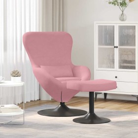 Silla Huevo con Puff Rosa 63 x 73 x 90 cm Terciopelo en Sillones | Comprar online en Foru.es