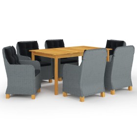 Juego de comedor para jardín de 7 piezas gris claro en Conjuntos de jardín | Comprar online en Foru.es