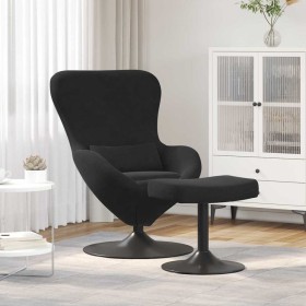 Silla Huevo con Puff Negro 63 x 73 x 90 cm Terciopelo en Sillones | Comprar online en Foru.es