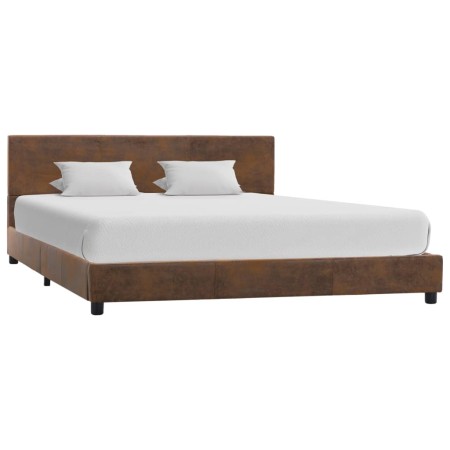 Estructura de cama de piel de ante artificial marrón 120x200 cm de vidaXL, Camas y somieres - Ref: Foro24-284782, Precio: 141...