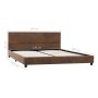 Estructura de cama de piel de ante artificial marrón 120x200 cm de vidaXL, Camas y somieres - Ref: Foro24-284782, Precio: 141...