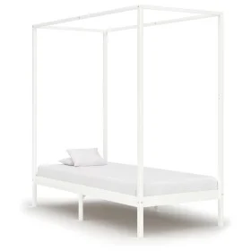 Bed frame with canopy solid white pine wood 90x200 cm by vidaXL, Beds and slatted bases - Ref: Foro24-283262, Price: 166,40 €...