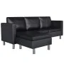 Sofá modular de 3 plazas de cuero artificial negro de vidaXL, Sofás - Ref: Foro24-241979, Precio: 457,08 €, Descuento: %