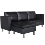 Sofá modular de 3 plazas de cuero artificial negro de vidaXL, Sofás - Ref: Foro24-241979, Precio: 466,56 €, Descuento: %