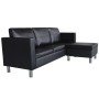 Sofá modular de 3 plazas de cuero artificial negro de vidaXL, Sofás - Ref: Foro24-241979, Precio: 466,56 €, Descuento: %