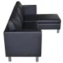 Sofá modular de 3 plazas de cuero artificial negro de vidaXL, Sofás - Ref: Foro24-241979, Precio: 457,08 €, Descuento: %