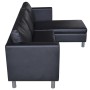 Sofá modular de 3 plazas de cuero artificial negro de vidaXL, Sofás - Ref: Foro24-241979, Precio: 466,56 €, Descuento: %