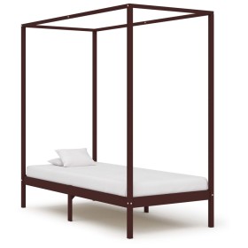 Cama con dosel madera maciza de pino marrón oscuro 100x200 cm de vidaXL, Camas y somieres - Ref: Foro24-283269, Precio: 103,7...