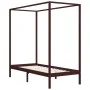 Cama con dosel madera maciza de pino marrón oscuro 100x200 cm de vidaXL, Camas y somieres - Ref: Foro24-283269, Precio: 102,7...