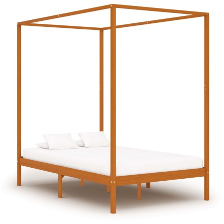 Cama con dosel de madera maciza de pino marrón miel 120x200 cm de vidaXL, Camas y somieres - Ref: Foro24-283258, Precio: 200,...