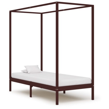 Cama con dosel de madera maciza de pino marrón oscuro 90x200 cm de vidaXL, Camas y somieres - Ref: Foro24-283268, Precio: 101...