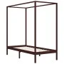 Cama con dosel de madera maciza de pino marrón oscuro 90x200 cm de vidaXL, Camas y somieres - Ref: Foro24-283268, Precio: 100...
