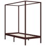 Cama con dosel de madera maciza de pino marrón oscuro 90x200 cm de vidaXL, Camas y somieres - Ref: Foro24-283268, Precio: 101...