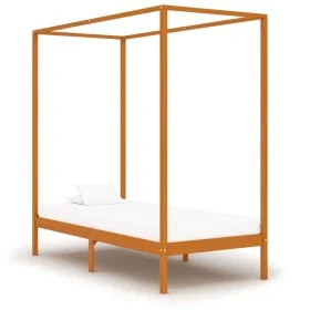 Cama con dosel de madera maciza de pino marrón miel 90x200 cm de vidaXL, Camas y somieres - Ref: Foro24-283256, Precio: 95,53...