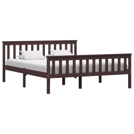 Estructura de cama madera maciza pino marrón oscuro 160x200 cm de vidaXL, Camas y somieres - Ref: Foro24-283236, Precio: 146,...