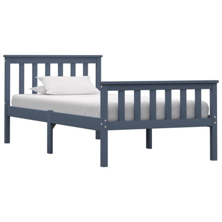 Estructura de cama de madera maciza de pino gris 100x200 cm de vidaXL, Camas y somieres - Ref: Foro24-283227, Precio: 122,31 ...