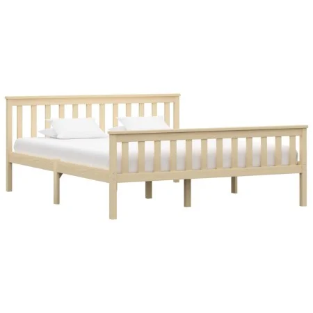 Estructura de cama de madera maciza de pino clara 160x200 cm de vidaXL, Camas y somieres - Ref: Foro24-283224, Precio: 143,18...
