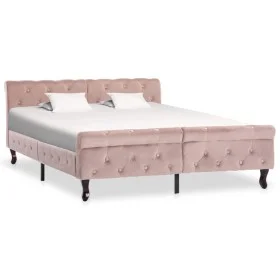Pink velvet bed frame 140x200 cm by vidaXL, Beds and slatted bases - Ref: Foro24-288567, Price: 386,95 €, Discount: %
