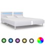 Estructura de cama con LED de cuero sintético blanco 180x200 cm de vidaXL, Camas y somieres - Ref: Foro24-280855, Precio: 216...