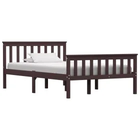 Dark brown solid pine wood bed frame 120x200 cm by vidaXL, Beds and slatted bases - Ref: Foro24-283234, Price: 119,95 €, Disc...