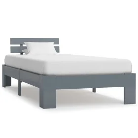 Estructura de cama de madera maciza de pino gris 90x200 cm de vidaXL, Camas y somieres - Ref: Foro24-283166, Precio: 90,34 €,...