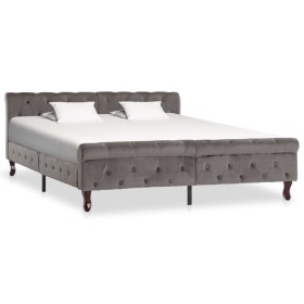 Estructura de cama de terciopelo gris 160x200 cm de vidaXL, Camas y somieres - Ref: Foro24-288561, Precio: 333,62 €, Descuent...