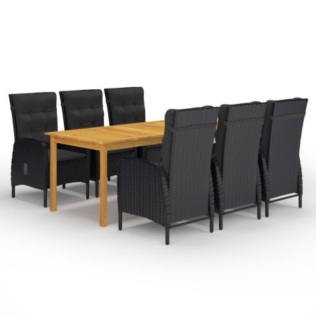 Set de comedor de jardín de 7 piezas negro en Conjuntos de jardín | Comprar online en Foru.es
