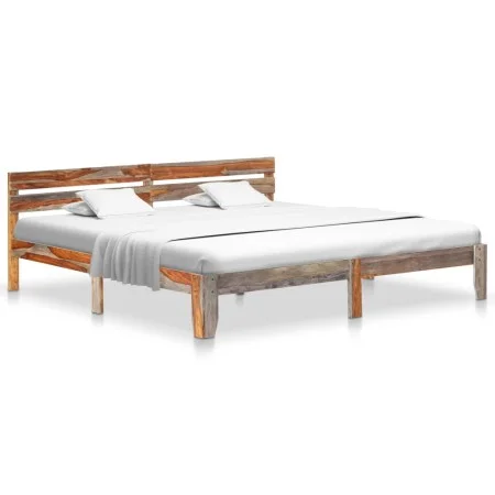 Estructura de cama de madera maciza de sheesham 200x200 cm de vidaXL, Camas y somieres - Ref: Foro24-288414, Precio: 169,36 €...